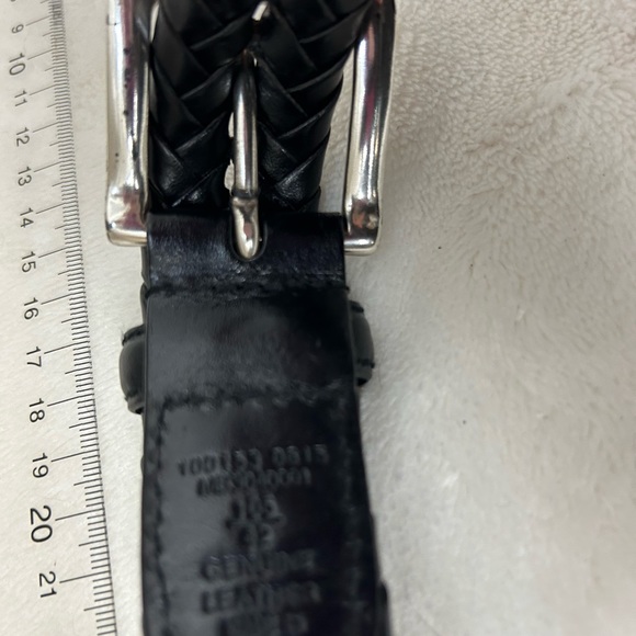 Fossil Black‎ Leather Basket Weave Belt Silvertone Metal Buckle - Picture 13 of 13